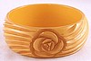 BB151 corn bakelite bangle w 3 roses carving